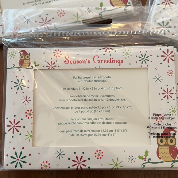 Season’s Greetings Owl Photo Cards New Pkgs x3, 24 total cards with envelopes - Picture 3 of 6